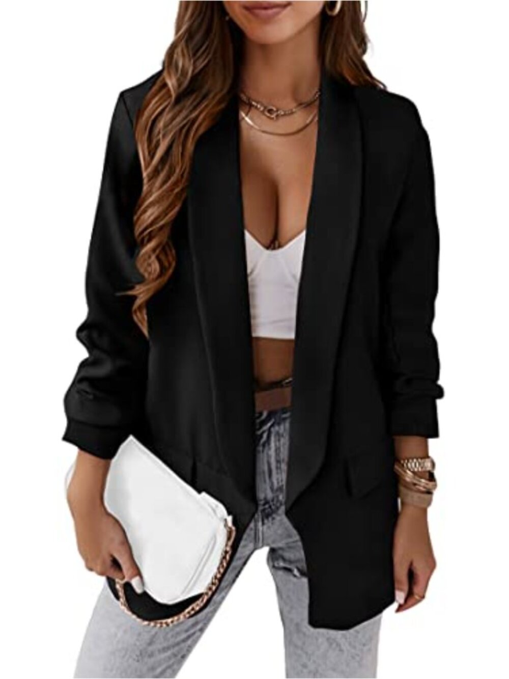 Oversized Women's Blazer Business Casual Long Sleeve Shawl Collar 100% Polyester
